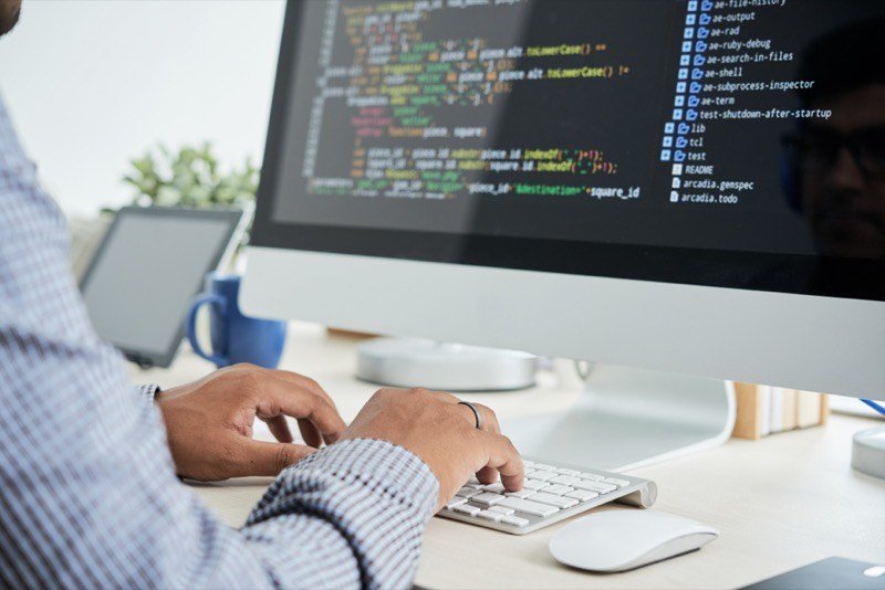 Developer writing code for premium website